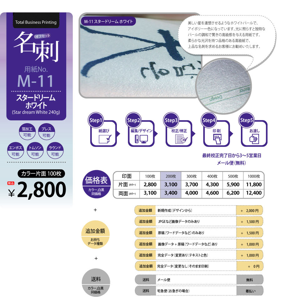 名刺注文、名刺印刷、オフセット名刺